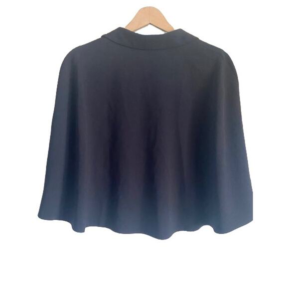 Glint‎ Womens Black Tuxedo Trimmed Crop Cape Blazer Jacket One Size - Picture 2 of 7